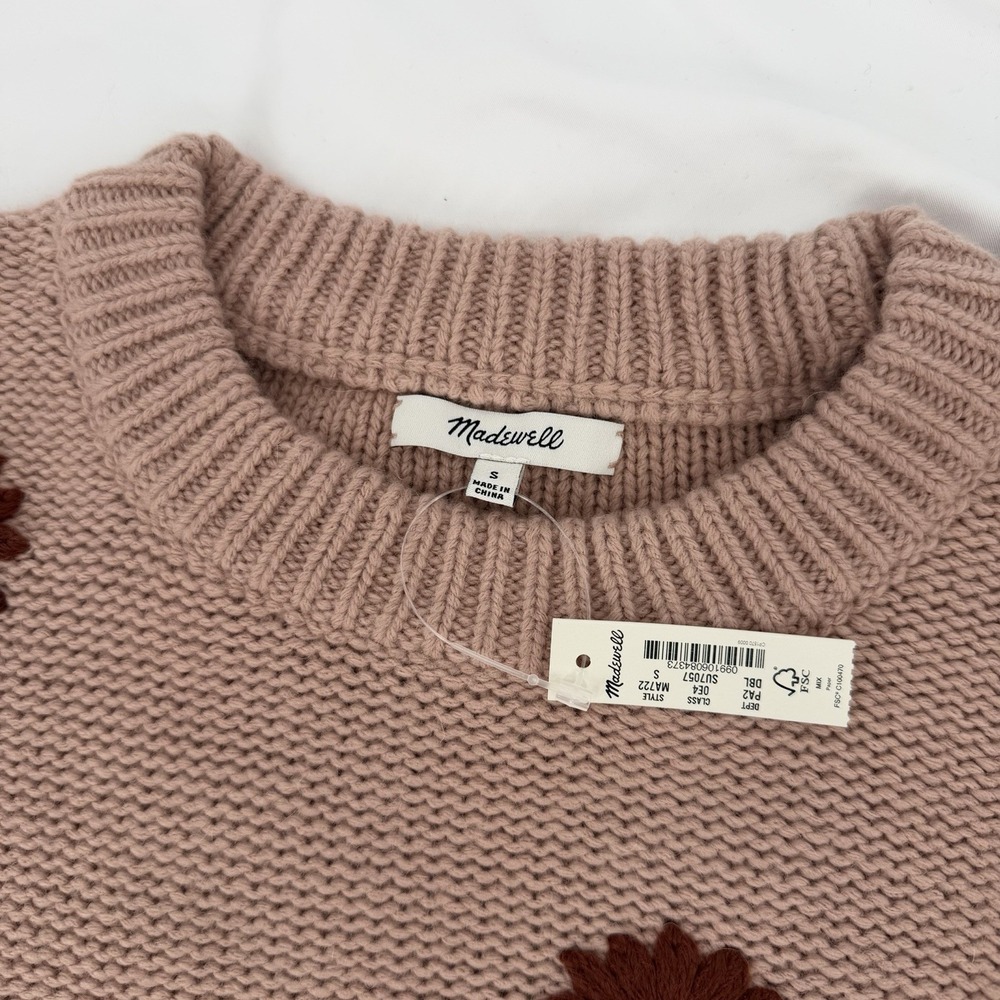 Madewell Sz S Flower Embroidered Pullover Sweater Merino Wool & Alpaca Blend - Picture 6 of 9